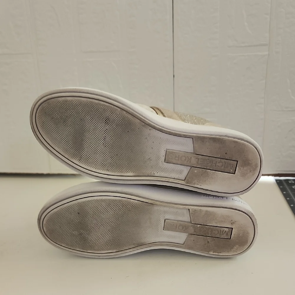 Michael Kors Women's Allie Glitter Beige Sneakers - 5M